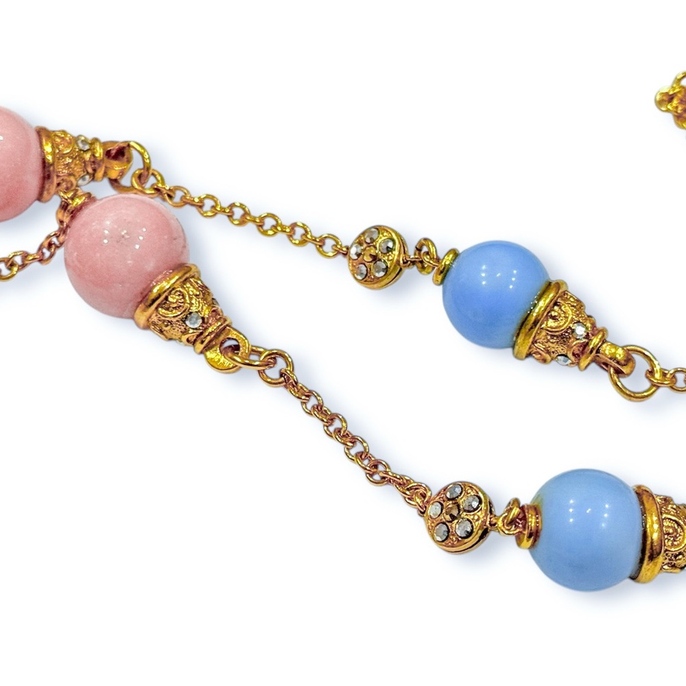 Barrera Long 48” Necklace with Multicolor Pastel Beads and Crystal Accents - Picture 10 of 17
